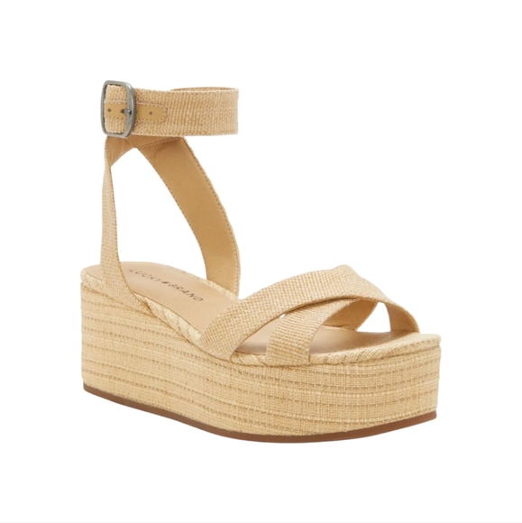 Lucky Brand Bikaro Woven Wedge Women's Tan Platform Sandals Jute - Picture 1 of 13